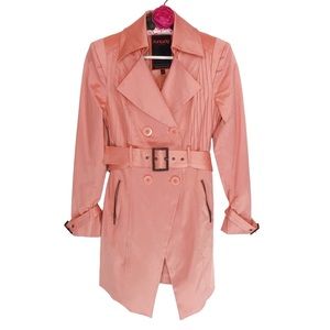 Runway New York Salmon Belted Trench Coat Size M